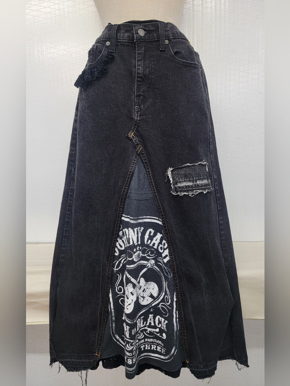Johnny Cash Levi's Maxi  Jean Skirt - Upcycled